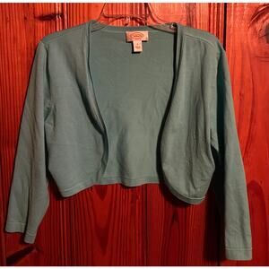 Talbots blue silk cropped cardigan size 8
